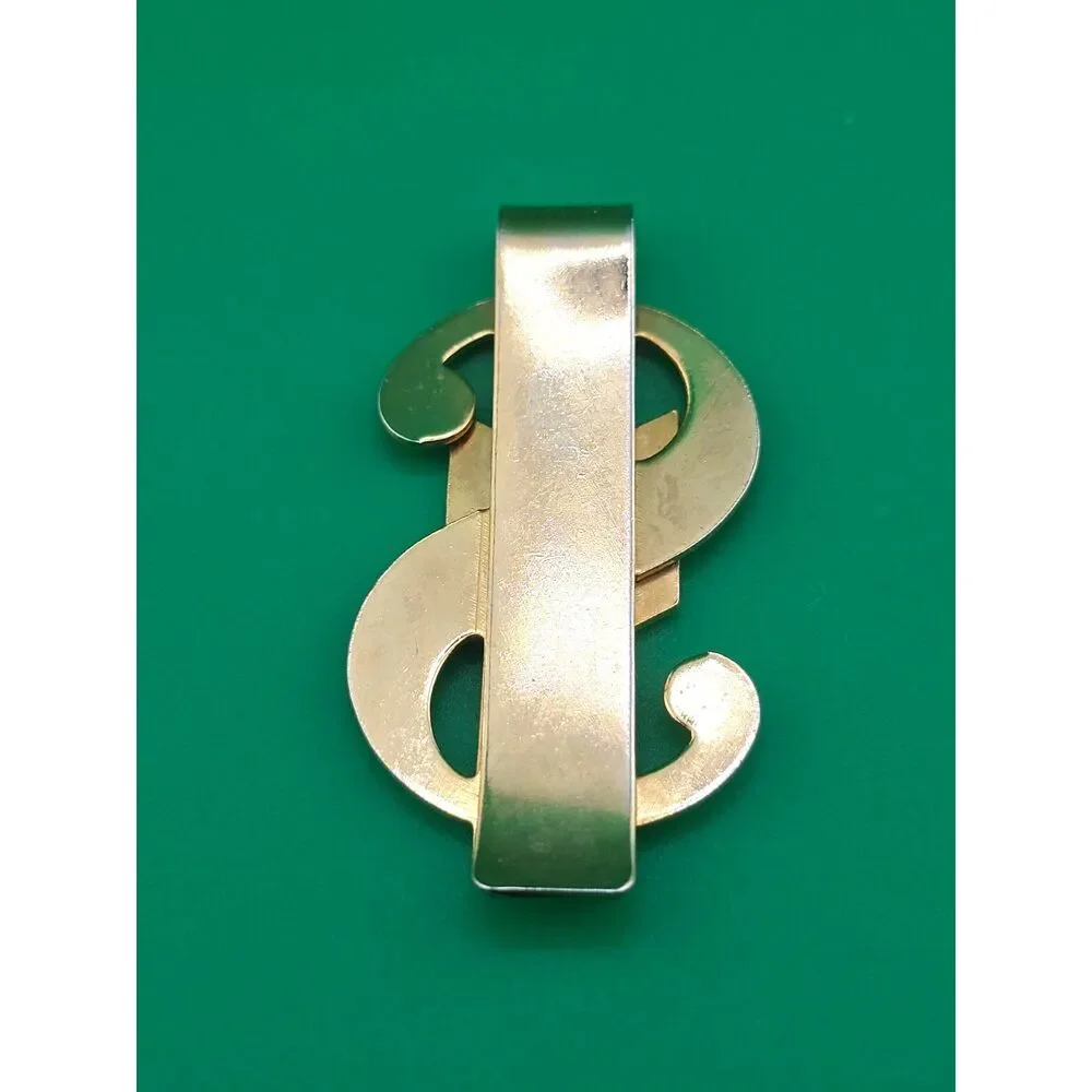 Vintage Raid Dollar Sign Money Clip  Advertising Novelty Gold Tone Collectible